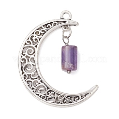 4Pcs 4 Styles Natural Apatite & Amethyst & Aquamarine & Canadian Jade Faceted Column Pendants&nbsp;PALLOY-JF02970