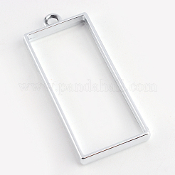 Rack Plating Alloy Rectangle Open Back Bezel Pendants&nbsp;X-PALLOY-S047-11D-FF