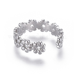 調節可能な真鍮のつま先リング  開いているカフス  オープンリング  花  プラチナ  サイズ4  内径：14.5mm&nbsp;RJEW-EE0002-12P