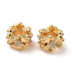 Brass Micro Pave Cubic Zirconia Beads&nbsp;KK-P239-31B-G