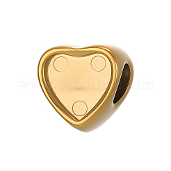 304ステンレススチールビーズ  ハート  イオンプレーティング（ip）  18KGP本金メッキ  10x10mm  穴：3mm&nbsp;STAS-OY017-84G