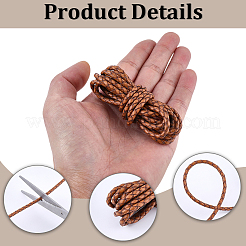 8M 4 Colors Round PU Leather Braided Cord&nbsp;OCOR-CL0001-20