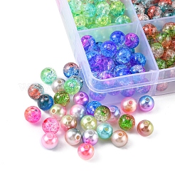 360個12スタイルレインボーABSプラスチックイミテーションパールビーズ  透明パチパチアクリルビーズ付き  ラウンド  ミックスカラー  7.5~8x7~7.5mm  穴：1.6~1.8mm  約30PCS /カラー&nbsp;OACR-YW0001-02