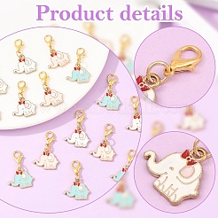 15Pcs 3 Colors Elephant Alloy Enamel Pendant Decorations&nbsp;HJEW-YW00428
