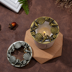 亜鉛合金キャンドルトッパー  キャンドルの蓋 キャンドルアクセサリー  ジャーキャンドル用シェードスリーブ  葉と松ぼっくりの模様のフラットラウンド  アンティークブロンズ＆アンティークシルバー  81x12mm  2色  1pc /カラー  2個/セット&nbsp;AJEW-PH0017-58-WH