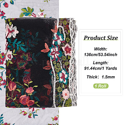 Flower Pattern Embroidered Flowers Polyester Tulle Lace Fabric&nbsp;DIY-WH0409-68