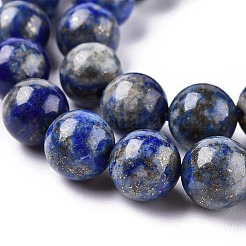 天然石ラピスラズリビーズ連売り  ラウンド  10mm  穴：1mm  約36~37個/連  15インチ（38cm）&nbsp;G-E483-17-10mm