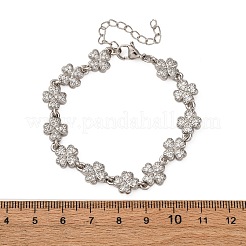 Brass Micro Pave Clear Cubic Zirconia Link Bracelets for Women&nbsp;BJEW-D342-04P