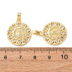 Brass Micro Pave Clear Cubic Zirconia Pendants&nbsp;CU-CBAD692-01G