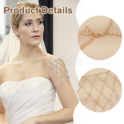 Alloy Crystal Rhinestone Multilayered Flower Tassel Shoulder Bra Body Chains&nbsp;AJEW-WH0752-575G