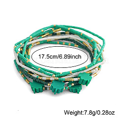 10Pcs Saint Patrick's Day Resin & Glass Seed Beads Stretch Bracelets&nbsp;CW0508