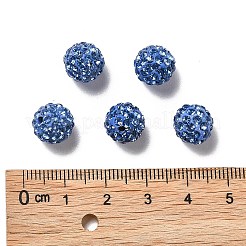 パヴェボールディスコビーズ  樹脂粘土ラインストーンビーズ  ラウンド  ライトサファイア  10mm  穴：1.5mm  約100個/箱&nbsp;RB-PH0003-10mm-20