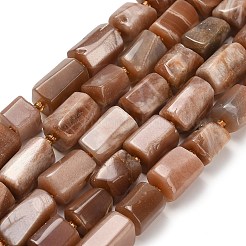 天然石ピーチ色ムーンストーンビーズ連売り  コラム  シードビーズで  多面カット  10~17x10~12x8~10mm  穴：1mm  約24~25個/連  15.55''（39.5センチメートル）&nbsp;G-H329-A04-02