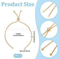 調節可能な304ステンレススチールブレスレットの作り方  スライダーブレスレット  ゴールドカラー  9インチ（23cm）  1.5mm  穴：2.5~3mm  8pc&nbsp;MAK-UN0001-29