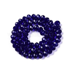 ガラスビーズ連売り  多面カット  ロンデル  ブルー  8x6mm  穴：1mm  約60~62個/連  39~40cm&nbsp;EGLA-A044-T8mm-D06