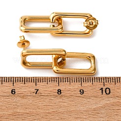 304ステンレススチール中空長方形ダングルスタッドピアス  イオンプレーティング（ip）  18KGP本金メッキ  36.5x11mm&nbsp;EJEW-Z135-01G