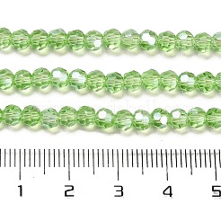 透明ガラスビーズ  32ファセット  ABカラーメッキ  ラウンド  薄緑  4.5x4mm  穴：1mm  約87~93個/連  32~33cm&nbsp;EGLA-A035-T4mm-B09