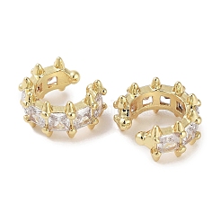 Fence Brass Micro Pave Cubic Zirconia Cuff Earrings for Women&nbsp;EJEW-E310-14G