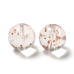 透明なアクリルビーズ  金箔  ラウンド  透明  15.5x15mm  穴：2mm  約117個/279g&nbsp;LS-MACR-J123-09