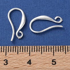 真鍮のピアスフック  カドミウムフリー＆鉛フリー  925銀メッキ  20ゲージ  14x14.5x0.8mm  穴：1.6mm  ピン：0.8mm&nbsp;KK-F880-19S