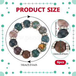 6Pcs Natural Indian Agate & Iron Beaded Napkin Rings&nbsp;AJEW-PH01655