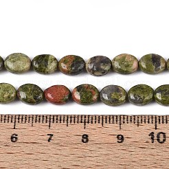 天然石ユナカイトビーズ連売り  フラットオーバル  8x6x4mm  穴：0.8mm  約48~49個/連  14.88~15.16''（37.8~38.5センチメートル）&nbsp;G-T142-15
