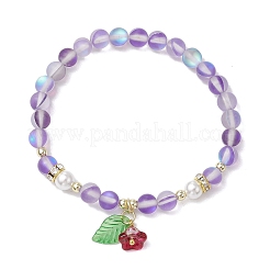 5Pcs 5 Colors Round Synthetic Moonstone Beads Stretch Bracelets&nbsp;BJEW-JB11567