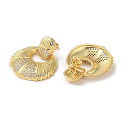 Rack Plating Brass Micro Pave Cubic Zirconia Dangle Stud Earrings&nbsp;EJEW-M230-09G