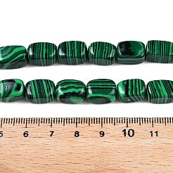 合成マラカイトビーズ連売り  直方体の  11.5~12.5x7.5~8x7~8mm  穴：1.2mm  約33個/連  15.75''（40センチメートル）&nbsp;G-T138-94