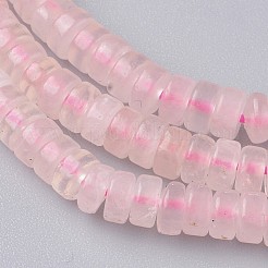 天然石ローズクォーツビーズ連売り  ヒシビーズ  フラットラウンド/ディスク  4.5x2.5mm  穴：0.8mm  約160個/連  15.7インチ（40cm）&nbsp;G-L528-11