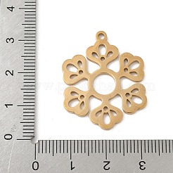 304ステンレスペンダント  花のチャーム  レーザー切断  イオンプレーティング（ip）  18KGP本金メッキ  30x24x1.5mm  穴：1.8mm&nbsp;STAS-V016-18G