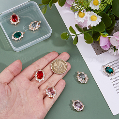 8Pcs 4 Colors Brass Micro Pave Cubic Zirconia Pendants&nbsp;KK-FH0008-06