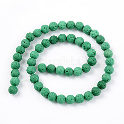 合成溶岩岩ビーズ連売り  染め  ラウンド  ティール  6mm  穴：1mm  約61個/連  14.96インチ（38cm）&nbsp;LS-G-S247-6mm-02-1