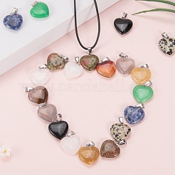 20Pcs 10 Style Heart Natural Gemstone Pendants&nbsp;G-LS0002-16