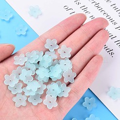 透明なアクリルビーズ  艶消し  花  シアン  12.5x13x2.5mm  穴：1.8mm  約2439個/500g&nbsp;MACR-S373-118-D07