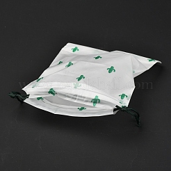 プラスチック製のつや消し巾着袋  長方形  サボテン模様  20x16x0.02~0.2cm&nbsp;ABAG-M003-01A-07