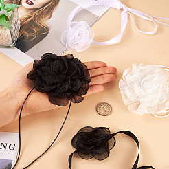 4Pcs 4 Styles Cloth & Polyester Flower Collar Choker Necklaces Set for Women Bride Wedding Party&nbsp;AJEW-TA0001-27