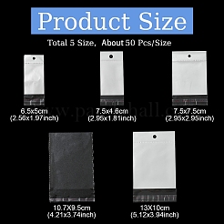 250個 5スタイル長方形OPPセロハントップセルフシールバッグ  ミックスカラー  11.5~16x5~10cm  50個/スタイル&nbsp;OPC-YW0001-02