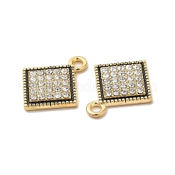 合金ラインストーンペンダント  菱形チャーム  ゴールドカラー  18.5x15x2.5mm  穴：1.8mm&nbsp;ALRI-M019-02AG