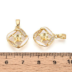 Brass Micro Pave Cubic Zirconia Cup Pearl Peg Bails Pin Pendants&nbsp;KK-T079-08G