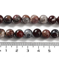 天然メキシコ産レッドラグナレースアゲートラウンドビーズ連売り  8mm  穴：1mm  約46個/連  15.35''（39センチメートル）&nbsp;G-NH0005-A31-03