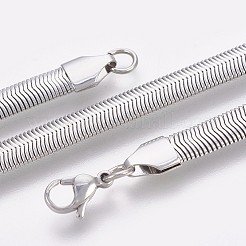 変色しにくい304ステンレススチールのヘリンボーンチェーンブレスレット  カニカン付き  ステンレス鋼色  8-1/4インチ（21cm）  6x2.5mm&nbsp;BJEW-P235-20P