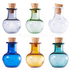 6Pcs 6 Colors Round Glass Cork Bottles Ornament&nbsp;AJEW-TA0001-75