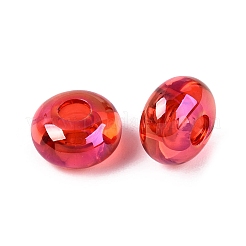 クリアアクリルヨーロピアンビーズ  大穴ビーズ  レッド  14x8mm  穴：5mm&nbsp;OACR-E033-20H