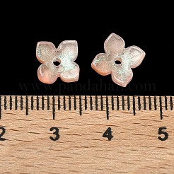染色・加熱ガラスビーズキャップ  4  - 花びらの花  ショッキングピンク  10x10x3.5mm  穴：1.4mm&nbsp;GLAA-Z019-01I