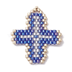 ミユキデリカシードビーズ  織機模様  クロスペンダント  ミックスカラー  27x23.5x1.7mm  穴：2x3mm&nbsp;PALLOY-MZ00180