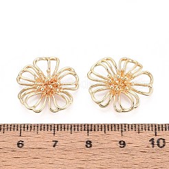 真鍮チャーム  花  18KGP本金メッキ  19x19x3.5mm  穴：4.5mm&nbsp;KK-S348-122G