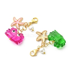 4Pcs 4 Colors Crab & Starfish Alloy Enamel & Glass Pendant Decorations&nbsp;HJEW-TA00457
