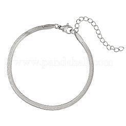 3mm 304 ステンレススチール フラット スネーク ドーム ヘリンボーン チェーン リンク ブレスレット メンズ レディース  ステンレス鋼色  6.46~6.57インチ（16.4~16.7cm）&nbsp;BJEW-CJC0001-02A