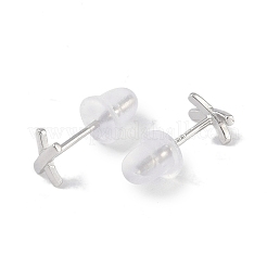 Anti-Tarnish Rhodium Plated Letter X 999 Fine Silver Stud Earrings for Women&nbsp;EJEW-S215-11P